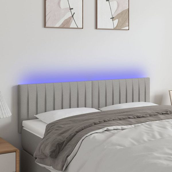 vidaXL LED Kopfteil Hellgrau 144x5x78/88 cm Stoff, 3121848