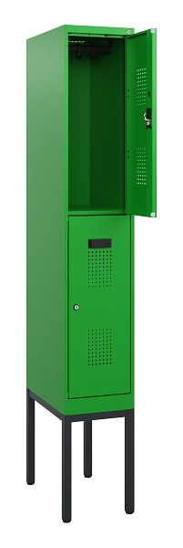 C+P Doppelstock-Spind Evolo PLUS, Gestell, 2 Fächer, 1950x300x500mm, 6037/6037, Zylinderschloss, 0493305-10 S10077