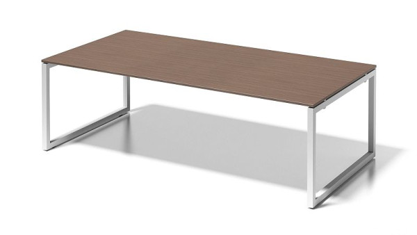 Bisley Cito Chefarbeitsplatz/Konferenztisch, 730 mm höhenfixes O-Gestell, H 19 x B 2400 x T 1200 mm, nußbaum/verkehrsweiß, DOF2412WN396