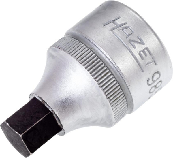Hazet Schraubendreher-Steckschlüsseleinsatz, Vierkant hohl 12,5 mm, Innen-Sechskant Profil, 10 mm, extrakurz Mit Rändelung, 985-10