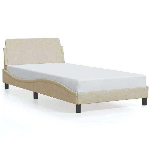 vidaXL Bettgestell mit Kopfteil Creme 100x200 cm Stoff, 373130