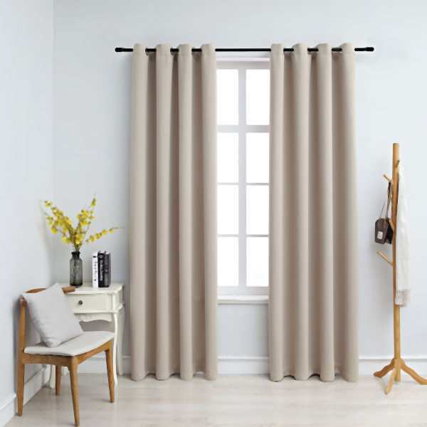vidaXL Verdunkelungsvorhänge mit Metallösen 2 Stück Beige 140x175 cm, 134442