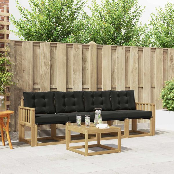 vidaXL Outdoor-Sofagarnitur mit Kissen 5-teilig Weiß und Schwarz, 3389186