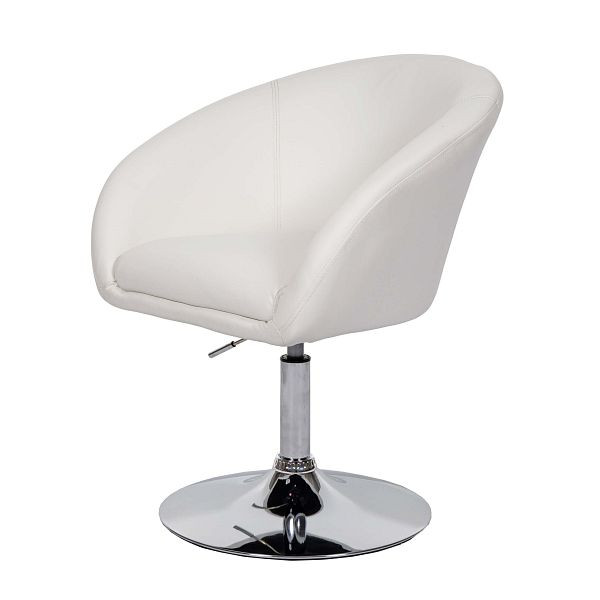 Mendler Esszimmerstuhl HWC-F19, Küchenstuhl Stuhl Drehstuhl Loungesessel, drehbar höhenverstellbar, Kunstleder weiß, 69248