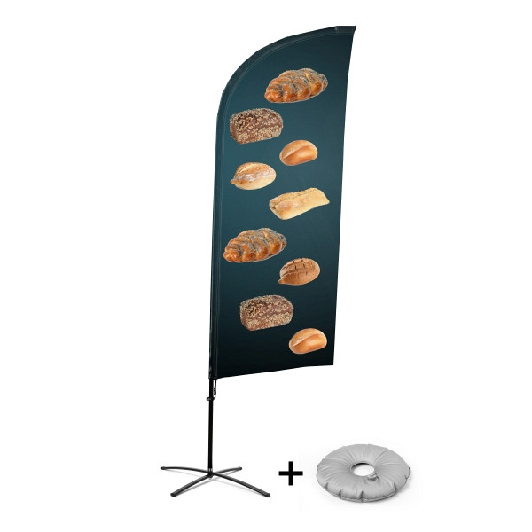 Showdown Displays Beachflag Alu Wind Komplett-Set Brot Kreuzständer, BFAW310-CB30-WB-I135