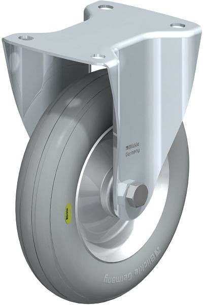 Blickle B-VW 202R-SG Stahlblech-Bockrolle, mittelschwere Ausführung, mit Anschraubplatte, Weichgummi, Grau, 588467