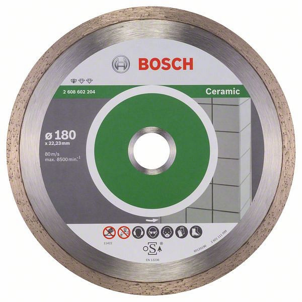 Bosch Diamanttrennscheibe Standard for Ceramic, 180 x 22,23 x 1,6 x 7 mm, 2608602204
