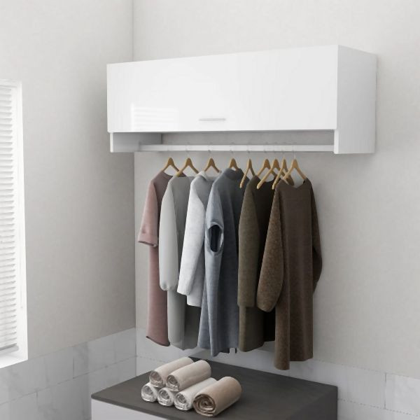 vidaXL Kleiderschrank Hochglanz-Weiß 100x32,5x35 cm Holzwerkstoff, 808239
