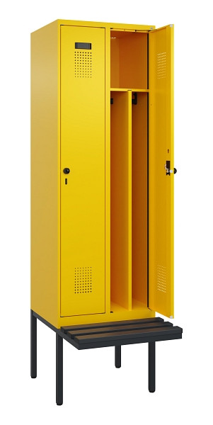 C+P Spind Evolo PLUS, 2 Abteile, 2120x600x815mm, 1023/1023, Drehriegel, Material Sitzfläche Kunststoff, 0490407-20F S10076