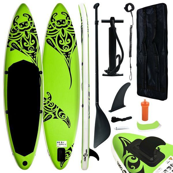 vidaXL SUP-Board-Set Aufblasbar 366x76x15 cm Grün, 92742