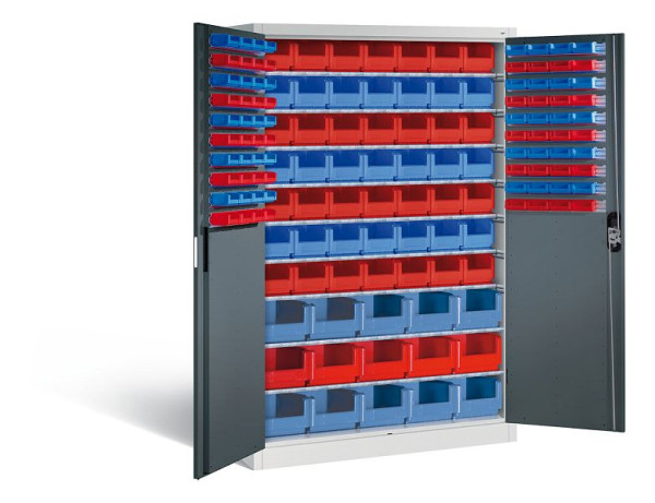 C+P Magazinschrank Acurado, H1950xB1200xT500mm, Farbe: Lichtgrau / Anthrazitgrau, Muldengriff, 8931-502 S10079