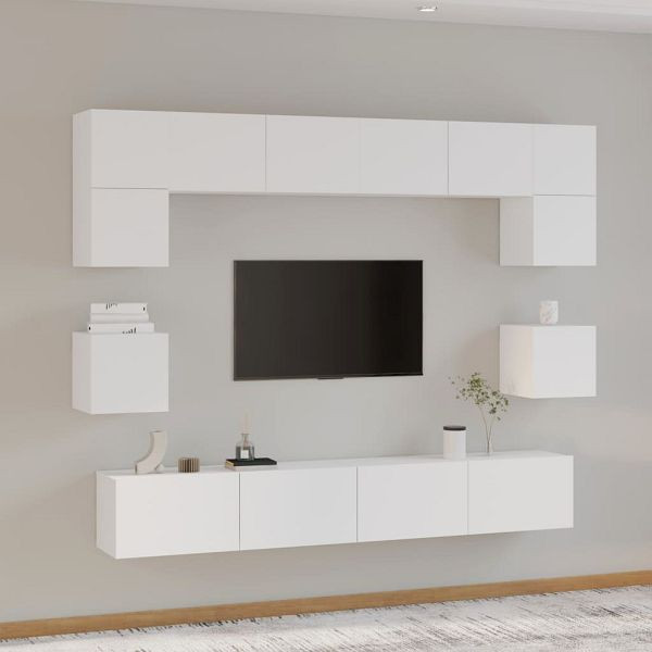 vidaXL 8-teilig TV-Schrank-Set Weiß Holzwerkstoff, 3114414