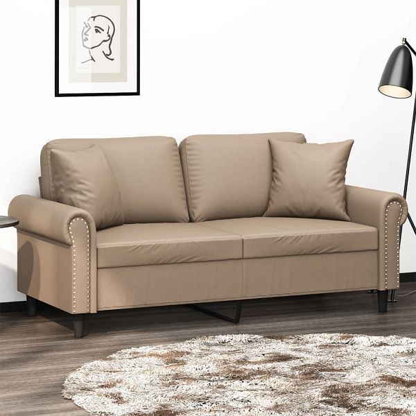 vidaXL 2-Sitzer-Sofa mit Zierkissen Cappuccino-Braun 140 cm Kunstleder, 3200934