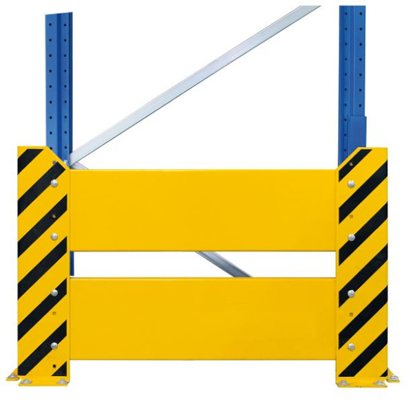 Schulte Rammschutzwand für Doppelregale, 800 x (1100+200+1100) mm (H x B), gelb/schwarz, 46533
