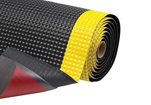 DENIOS Anti-Ermüdungsmatte ST 12.K, PVC, schwarz/gelb, Breite 122 cm, Meterware, 247757