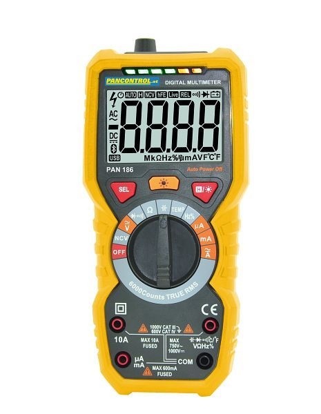 PANCONTROL Digital-Multimeter 1000V CAT III True RMS, automatische Bereichswahl, Temperatur-, Kapazitäts-, Frequenzmessung, PAN 186