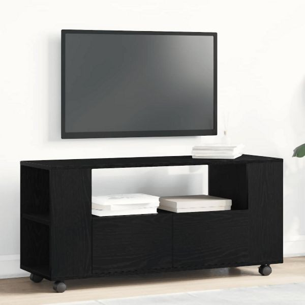 vidaXL TV-Schrank mit Rollen Schwarz Eichen-Optik 102x34,5x43cm, 862479
