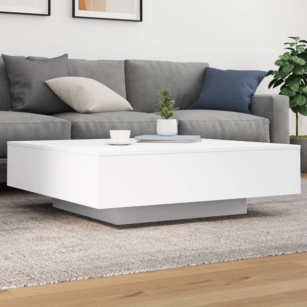 vidaXL Couchtisch mit LED-Leuchten Weiß 100x100x31 cm, 836602