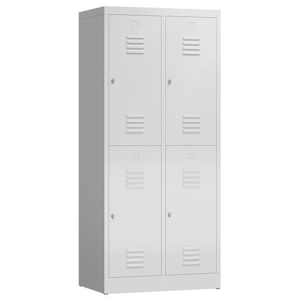Lüllmann ClassiX Garderobenschrank, 2 Abteile doppelstöckig, 1800 x 800 x 500 mm, lichtgrau, X-523220