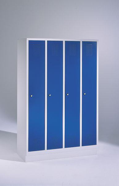 C+P Garderobenschrank Evolo, H1800xB1190xT500mm, Farbe: Lichtgrau / Enzianblau, 48020-40 S10895