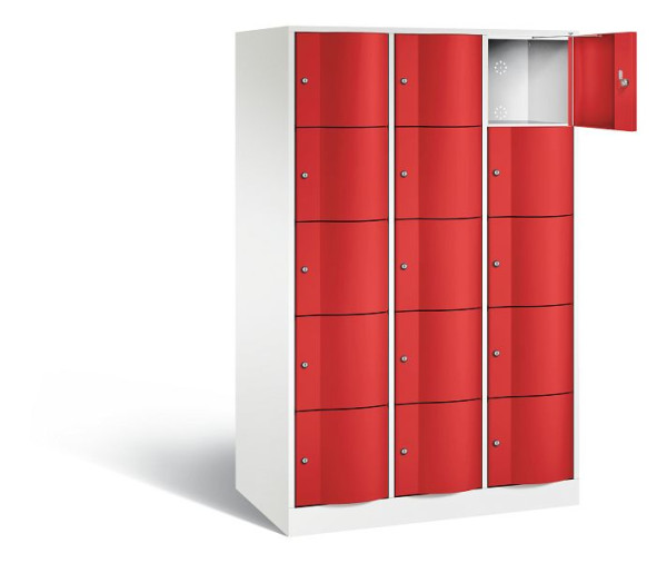 C+P XL-Schließfachschrank Resisto, H1950xB1148xT640mm, Farbe: Verkehrsweiß / feuerrot, 8570-373 S10177