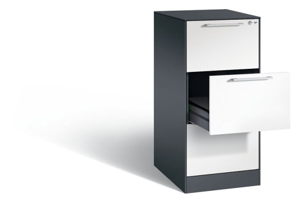 C+P Karteischrank Asisto, H1010xB440xT600mm, Farbe: Schwarzgrau / Verkehrsweiß, Bügelgriff, 146245-321 S10022