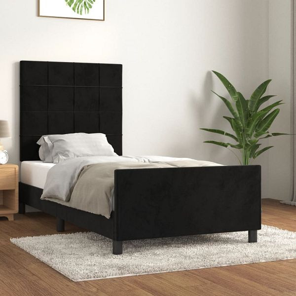 vidaXL Bettgestell mit Kopfteil Schwarz 90x200 cm Samt, 3125735