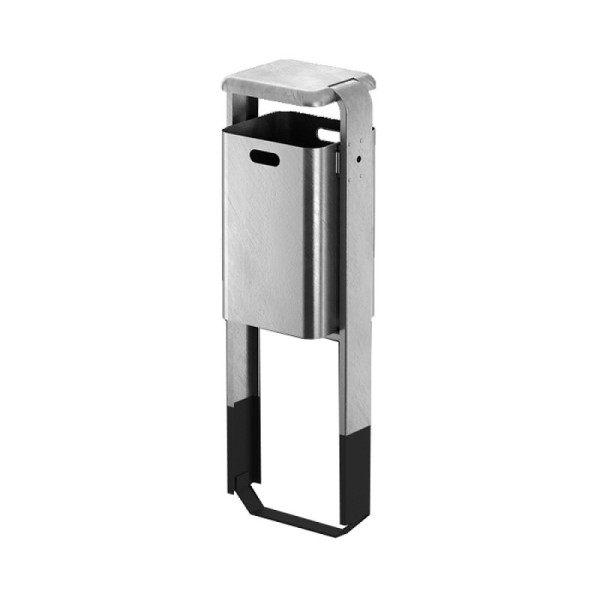 Stein HGS Abfallbehälter -City 200- mit Abdeckung, zum Einbetonieren, ohne Ascher, Behälter und Ständer ohne Farbe, Stahl, feuerverzinkt, 12651-0101