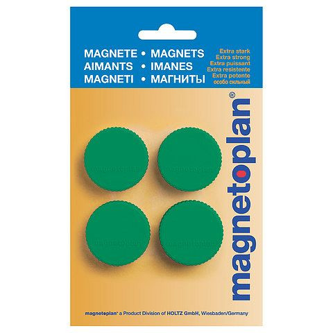 Magnetoplan Magnet Discofix Magnum, auf Blisterkarte, Farbe: grün, VE: 4 Stück, 16600405