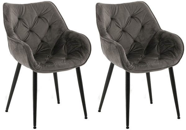 CLP 2er Set Stuhl Tanna Samt, anthrazit, 325327, 4255716341442