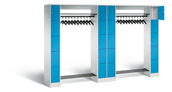 C+P Offene Garderobe Serie 8070, H1950xB2840xT480mm, Farbe: Lichtgrau / Lichtblau, 80730-20 S10027