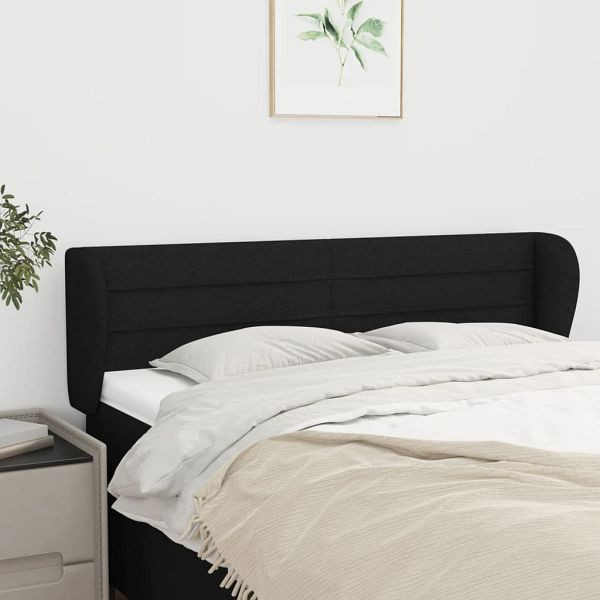 vidaXL Kopfteil mit Ohren Schwarz 147x23x78/88 cm Stoff, 3117284