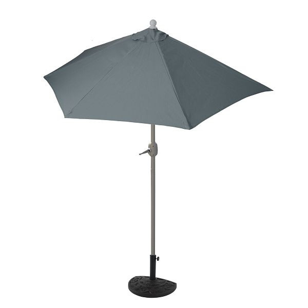 Mendler Sonnenschirm halbrund Parla, Halbschirm Balkonschirm, UV 50+ Polyester/Alu 3kg, 270cm anthrazit mit Ständer, 52377+35128