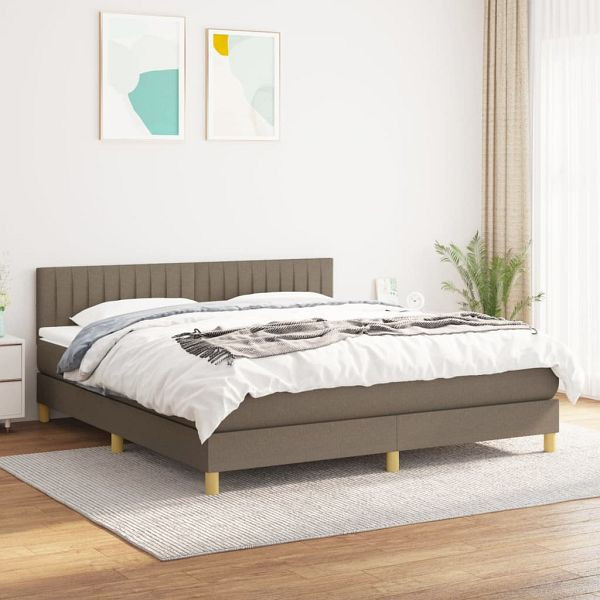 vidaXL Boxspringbett mit Matratze Taupe 180x200 cm Stoff, 3140797