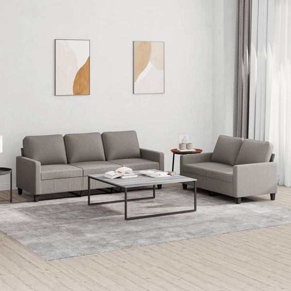vidaXL 2-teilig Sofagarnitur mit Kissen Taupe Stoff, 3201467
