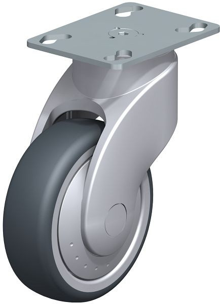 Blickle LWG-TPA 101K-FK-P25 Kunststoff-Lenkrolle WAVE mit Anschraubplatte, Thermoplastisches Gummi-Elastomer, Grau, 744758
