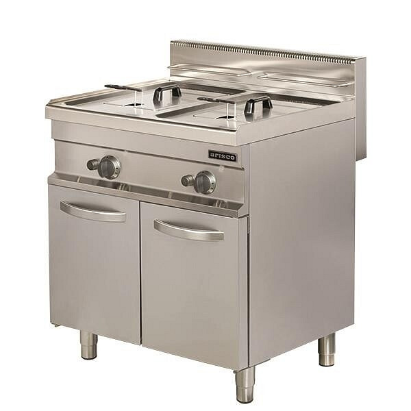 SGS Gastro Gas-Fritteuse - 2x10 Liter mit Ablasshahn - mit Schrank, GF722