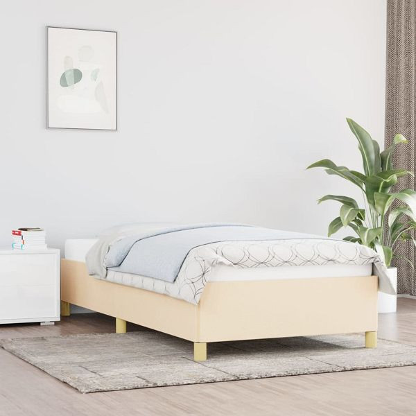 vidaXL Bettgestell Creme 100x200 cm Stoff, Material: Stoff (100% Polyester), Sperrholz, Holzwerkstoff, 347146