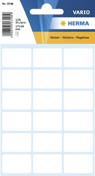 HERMA 3746 Vielzwecketiketten weiß 17x26 mm Papier matt 126 St., VE: 10 Stück, 3746