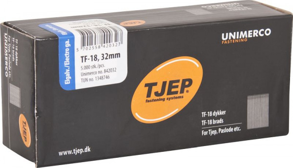 TJEP TF18 32mm Stift, verzinkt Box 5.000 Stück, Brads und Stifte, 842032