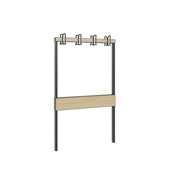 C+P Garderobenbank 2-seitig, Feuchtraum, H1650xB1000 mm, Schwarzgrau/HPL Eiche, 8060-712 S10011