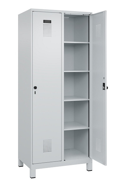 C+P Wäsche-Spind Evolo PLUS, mit Füßen, 2 Abteile, 1950x800x500mm, 7035/7035, Verschluss Drehriegel, Ablageböden 8, 049010-22B S10013
