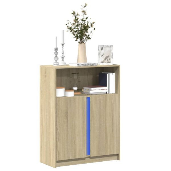 vidaXL LED-Sideboard Sonoma-Eiche 77x34x100 cm Holzwerkstoff, 852147
