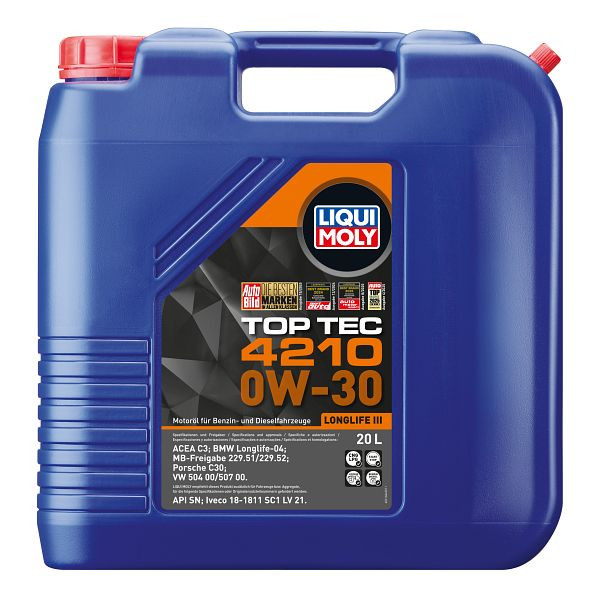LIQUI MOLY Motoröl Top Tec 4210 0W-30, Kanister Kunststoff, VE: 20 Liter, 21606