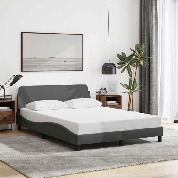 vidaXL Bettgestell Dover Dunkelgrau 135x190 cm Stoff, 373326