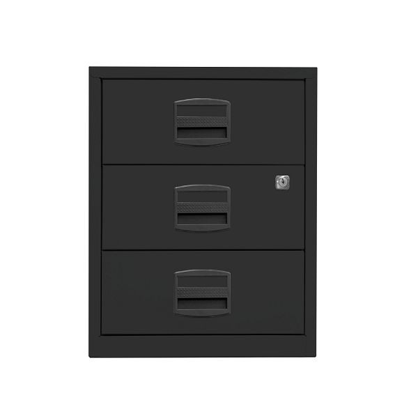 Bisley Home Rollcontainer PFA, 3 Universalschubladen, 133 schwarz antibakteriell, PFAM3S133