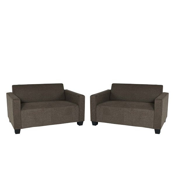 Mendler Sofa-Garnitur Couch-Garnitur 2x 2er Sofa Lyon Stoff/Textil, braun, 2x75622+2x75623