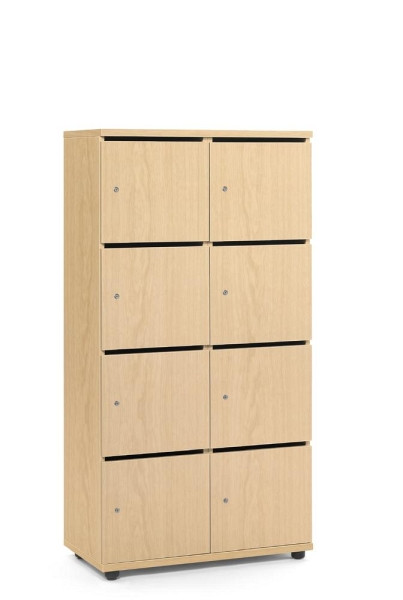 Deskin Schließfachschrank OFFICE-LINE mit 8 Fächern, Korpus und Türen Dekor Buche, H 1530 x B 800 x T 420 mm, Zylinderschlösser, 289976