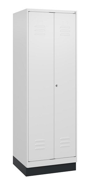 C+P Umkleidespind Classic PLUS SW, Sockel, 2 Abteile, 1800x600x500mm, 9016/9016, Zylinderschloss, 0800227-20 S10029