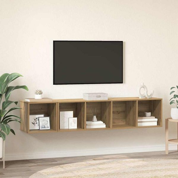 vidaXL TV-Schrank Set 2-teilig Eiche handwerklich 37 x 37 x 142,5 cm, 3393173